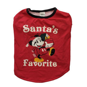 New Disney Mickey Mouse Santa's Favorite Red Christmas Dog Pet Shirt Size LARGE